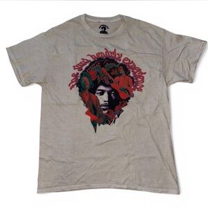 Graphic Tee with Jimi Hendrix Design - Gray